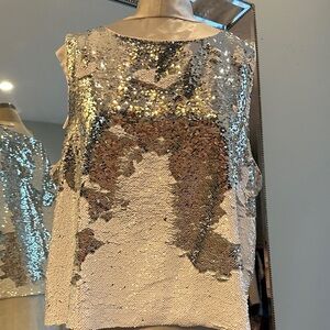 Vince Camuto Silver Sequin Top